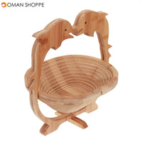 Collapsible Bamboo Fruit Basket Bowl Folding Foldable Trivet Storage Holder Rack Storage Baskets