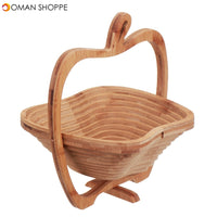 Collapsible Bamboo Fruit Basket Bowl Folding Foldable Trivet Storage Holder Rack Storage Baskets