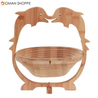 Collapsible Bamboo Fruit Basket Bowl Folding Foldable Trivet Storage Holder Rack Storage Baskets