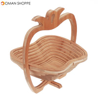 Collapsible Bamboo Fruit Basket Bowl Folding Foldable Trivet Storage Holder Rack Storage Baskets