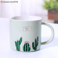 Creative Ceramic Coffee Cup Mug Water Cup Cactus Pattern Mug Durable Mug