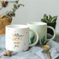 Creative Ceramic Coffee Cup Mug Water Cup Cactus Pattern Mug Durable Mug