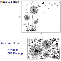 Creative Dandelion Wall Cover Decals Home Deor Black Sticker Removable Vinyl Stickers for Kids Room Living Room Decorations