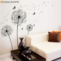 Creative Dandelion Wall Cover Decals Home Deor Black Sticker Removable Vinyl Stickers for Kids Room Living Room Decorations