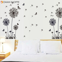 Creative Dandelion Wall Cover Decals Home Deor Black Sticker Removable Vinyl Stickers for Kids Room Living Room Decorations