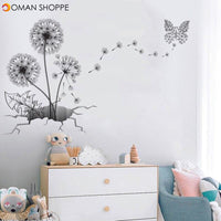 Creative Dandelion Wall Cover Decals Home Deor Black Sticker Removable Vinyl Stickers for Kids Room Living Room Decorations