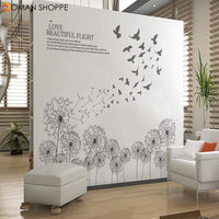 Creative Dandelion Wall Cover Decals Home Deor Black Sticker Removable Vinyl Stickers for Kids Room Living Room Decorations