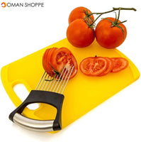 Cutting Kitchen Gadget, Onion Holder Slicer Vegetable Tools Potatoes Tomatoes Avocados Slicing Stainless Steel Cutting Kitchen Gadget Onion Peeler Kitchen gadgets (Sliver Color)