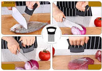 Cutting Kitchen Gadget, Onion Holder Slicer Vegetable Tools Potatoes Tomatoes Avocados Slicing Stainless Steel Cutting Kitchen Gadget Onion Peeler Kitchen gadgets (Sliver Color)