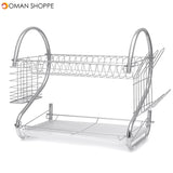 Dish Drying Rack 2 Tier Dish Rack with Utensil Holder Cup Holder and Dish Drainer for Kitchen Counter