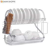 Dish Drying Rack 2 Tier Dish Rack with Utensil Holder Cup Holder and Dish Drainer for Kitchen Counter