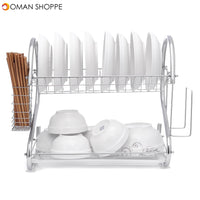 Dish Drying Rack 2 Tier Dish Rack with Utensil Holder Cup Holder and Dish Drainer for Kitchen Counter