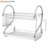 Dish Drying Rack 2 Tier Dish Rack with Utensil Holder Cup Holder and Dish Drainer for Kitchen Counter