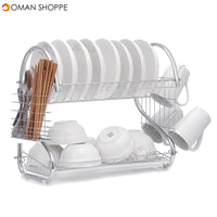 Dish Drying Rack 2 Tier Dish Rack with Utensil Holder Cup Holder and Dish Drainer for Kitchen Counter