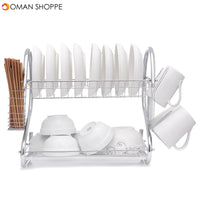 Dish Drying Rack 2 Tier Dish Rack with Utensil Holder Cup Holder and Dish Drainer for Kitchen Counter