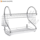 Dish Drying Rack 2 Tier Dish Rack with Utensil Holder Cup Holder and Dish Drainer for Kitchen Counter