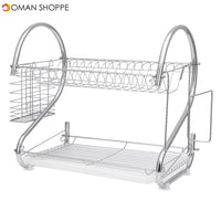 Dish Drying Rack 2 Tier Dish Rack with Utensil Holder Cup Holder and Dish Drainer for Kitchen Counter