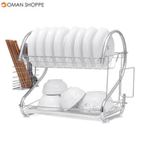 Dish Drying Rack 2 Tier Dish Rack with Utensil Holder Cup Holder and Dish Drainer for Kitchen Counter