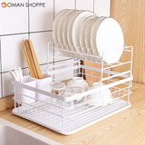 Dish Drying Stand Bowl Storage Rack Plate Organizer Utensil Holder for Kitchen Countertop Large Capacity Antibacterial Stylish (Black)