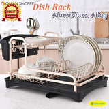 Dish Drying Stand With Drainer Belvery 2 Tiers Large Kitchen Dish Rack with Removable Cutting Board Holder Utensil Holder and Cup Holder Baking Paint Process Coatings Dish Drainer (Model A)