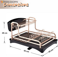 Dish Drying Stand With Drainer Belvery 2 Tiers Large Kitchen Dish Rack with Removable Cutting Board Holder Utensil Holder and Cup Holder Baking Paint Process Coatings Dish Drainer (Model A)