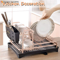 Dish Drying Stand With Drainer Belvery 2 Tiers Large Kitchen Dish Rack with Removable Cutting Board Holder Utensil Holder and Cup Holder Baking Paint Process Coatings Dish Drainer (Model A)