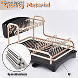 Dish Drying Stand With Drainer Belvery 2 Tiers Large Kitchen Dish Rack with Removable Cutting Board Holder Utensil Holder and Cup Holder Baking Paint Process Coatings Dish Drainer (Model A)