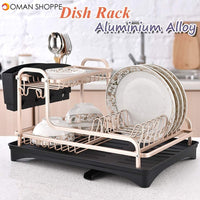 Dish Drying Stand With Drainer Belvery 2 Tiers Large Kitchen Dish Rack with Removable Cutting Board Holder Utensil Holder and Cup Holder Baking Paint Process Coatings Dish Drainer (Model A)