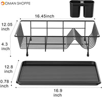 Dish Rack Dish Drying Stand Small Dish Rack with Tray Dish Drainer Plate Rack Dish Rake Kitchen Organizer Dish Drying Rack Countertop Black Kitchen Utensils Dish Racks Black Dish Stand