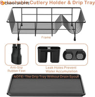 Dish Rack Dish Drying Stand Small Dish Rack with Tray Dish Drainer Plate Rack Dish Rake Kitchen Organizer Dish Drying Rack Countertop Black Kitchen Utensils Dish Racks Black Dish Stand