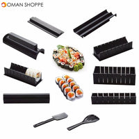 DIY 10 In 1 Sushi Maker 10pcs Rice Roll Mold Kitchen Chef Set Mould Roller Cutter Sushi Making Tools