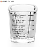 Double Espresso Ounce Cup 60ml Square Measuring Transparent Thickened Glass Coffee Latte For Roasting Concentrated Mugs Tools