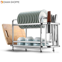 Double Layer Stainless Steel Kitchen Storage Rack Storages Household Arrangement for Kitchen Dishes