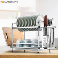 Double Layer Stainless Steel Kitchen Storage Rack Storages Household Arrangement for Kitchen Dishes