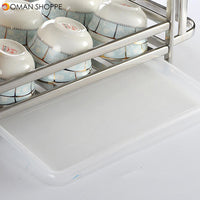 Double Layer Stainless Steel Kitchen Storage Rack Storages Household Arrangement for Kitchen Dishes