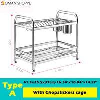 Double Layer Stainless Steel Kitchen Storage Rack Storages Household Arrangement for Kitchen Dishes