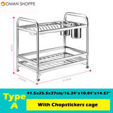 Double Layer Stainless Steel Kitchen Storage Rack Storages Household Arrangement for Kitchen Dishes