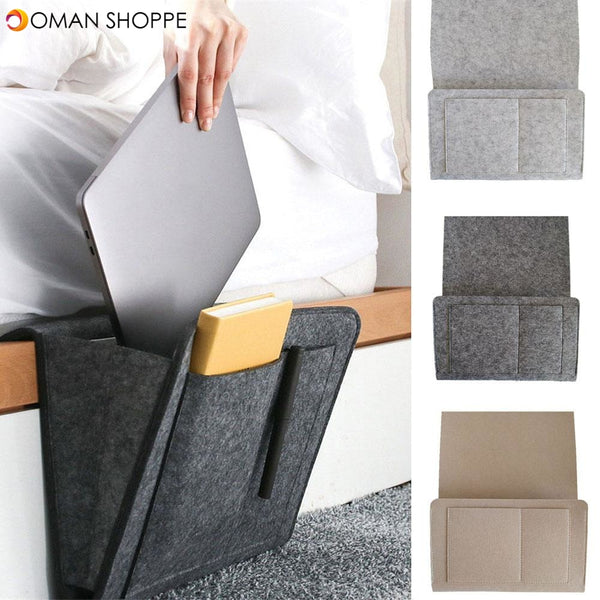 Felt Bedside Pocket Caddy Storage Organizer Bed Desk Bag Sofa TV Remote Holder Storage Bags