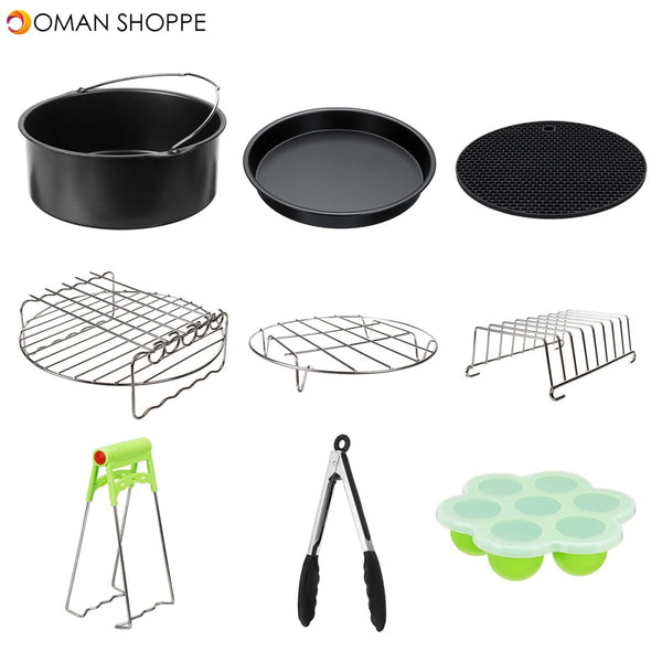 Fits for 5.3-6.8QT 9Pcs 9'' Non-stick Air Fryer Accessories Baking Cooking Pan