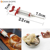 Food Grade PP Stainless Steel Needles Spice Syringe Set BBQ Meat Flavor Injector Kitchen Sauce Marinade Syringe Accessory