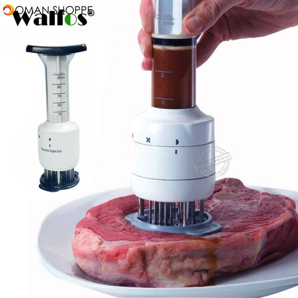 Food Grade Stainless Steel Meat Tenderizer Needle and Meat Injector Marinade Flavor Syringe Kitchen Tools