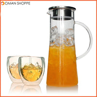 Glass Kettle Two-way Outlet Water Jug Heat Resistant Transparent Tea Pot Stainless Steel Strainer