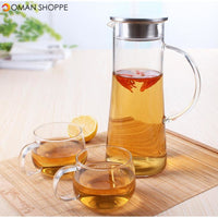 Glass Kettle Two-way Outlet Water Jug Heat Resistant Transparent Tea Pot Stainless Steel Strainer