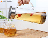 Glass Kettle Two-way Outlet Water Jug Heat Resistant Transparent Tea Pot Stainless Steel Strainer