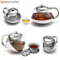 Glass Stainless Steel Loose Tea Leaf Teapot With Infuser 750ml 500ml