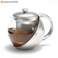 Glass Stainless Steel Loose Tea Leaf Teapot With Infuser 750ml 500ml