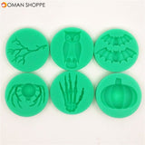 Halloween Silicone Branch Owl Bat Spider Skeleton Hand Pumpkin Fondant Cake Mold Chocolate Mold 