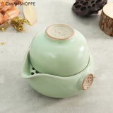 Handmade Chinese Travel Tea Pot Ru Kiln Kung Fu Tea Set Ceramic Teacup Carry Bag