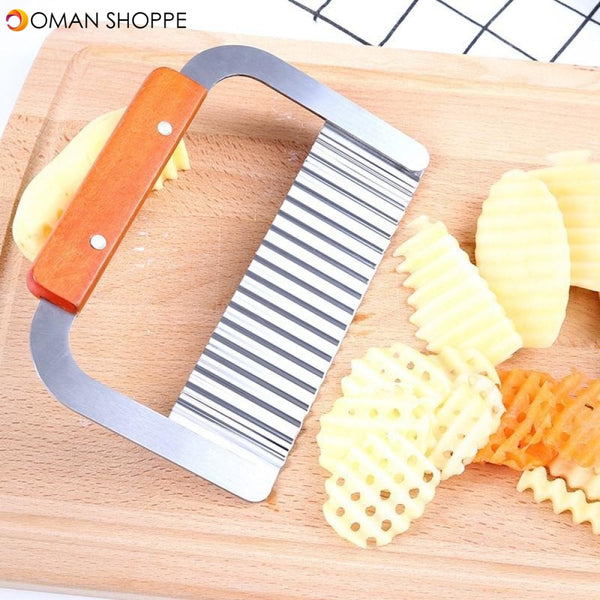 Handmade Cutting Knife with Wood Handle Chips Knife Cutter Wooden Crinkle Cutter Cake Tools