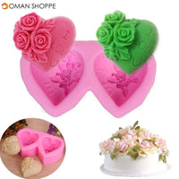 Heart-shaped Rose Silicone Baking Mold Fondant Cake Mold DIY Chocolate Handmade Soap Mold Baking Tools